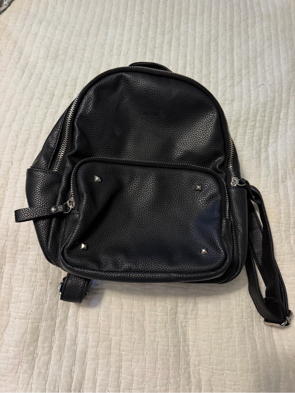 Prune Black Leather Studded Accent Backpack